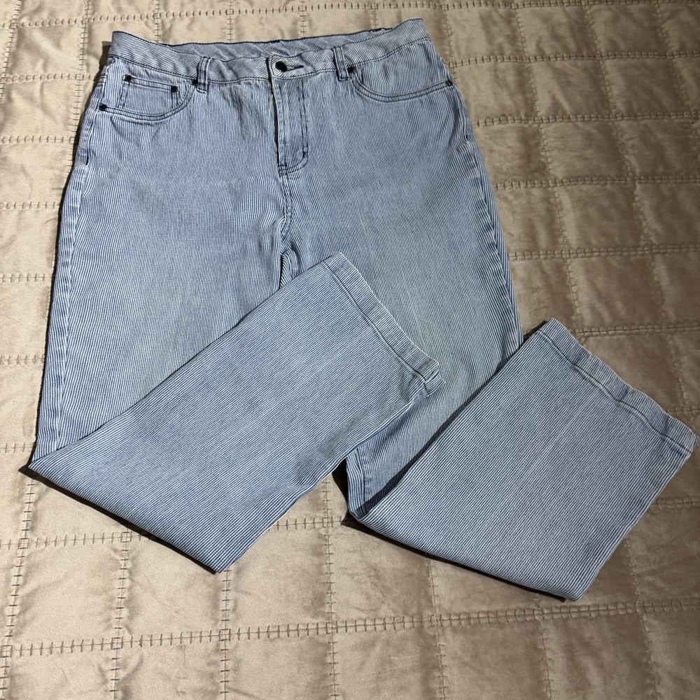 Pinstripe Jeans Blue White by Diane Gilman